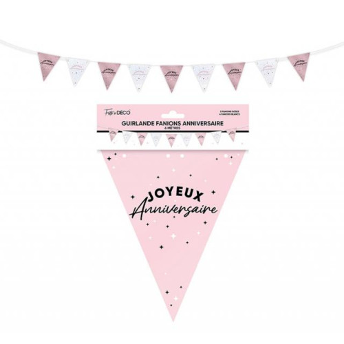 GUIRL FANION ANNIVERSAIRE ROSE