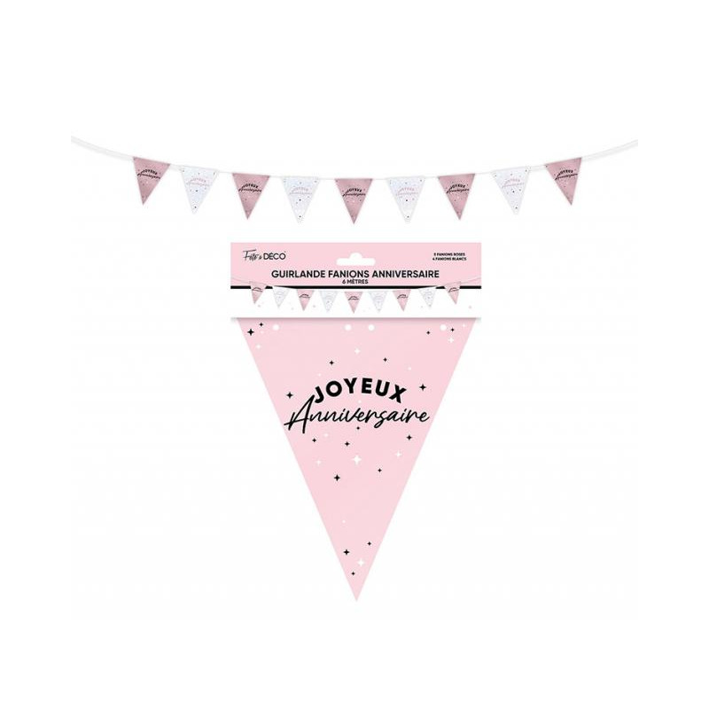GUIRL FANION ANNIVERSAIRE ROSE