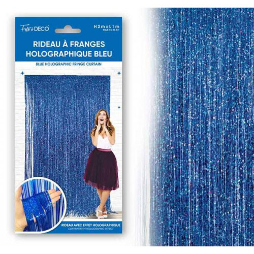 RIDEAU FRANGES METALLIQUE BLEU