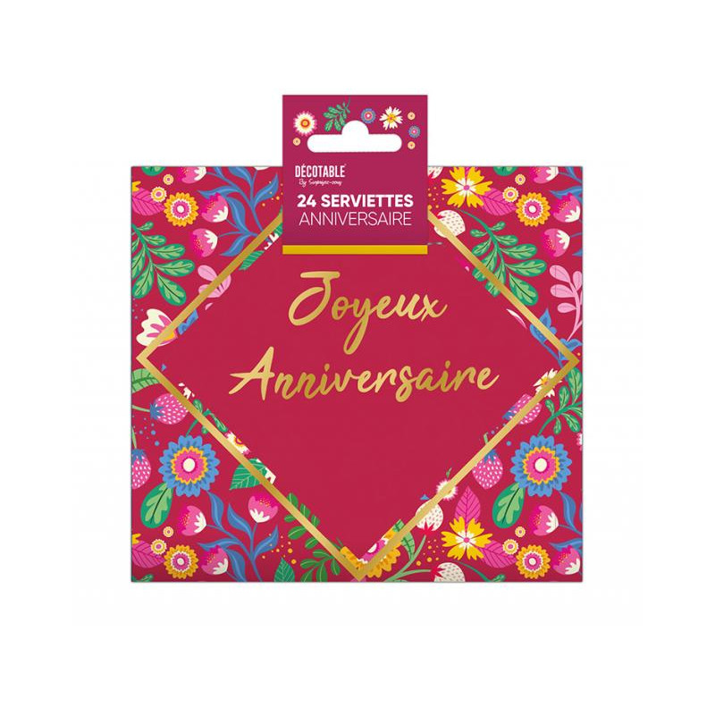 SERVIETTES DE TABLE ANNIV.FLORAL