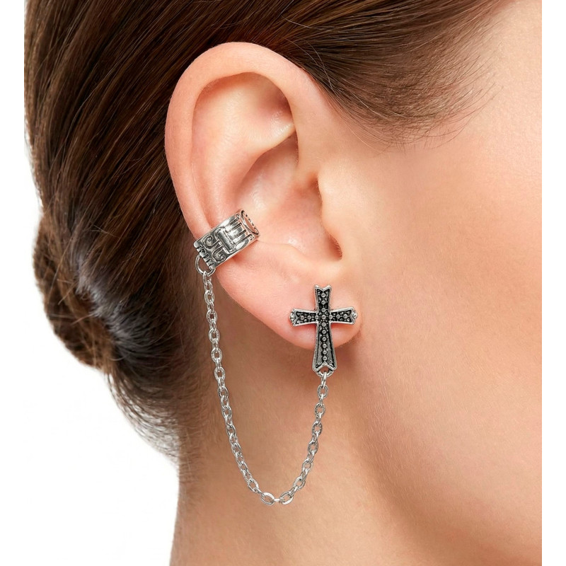 BOUCLE D'OREILLE CROIX GOTHIQUE