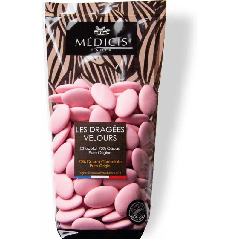 250GR DRAGEE CHOC VELOURS ROSE