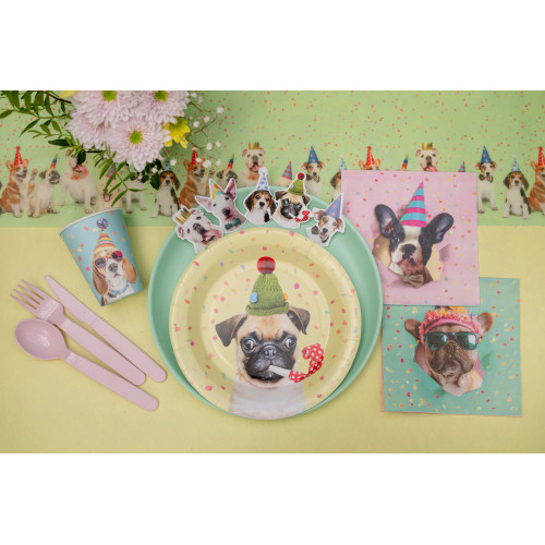 12 SERVIETTES CHIEN MULTICOLORE
