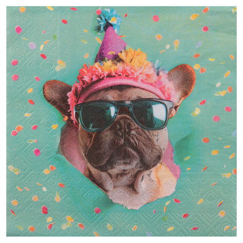 12 SERVIETTES CHIEN MULTICOLORE