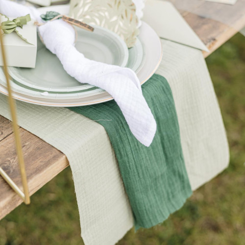 CH.TABLE GAZE COTON VERT DE GRIS