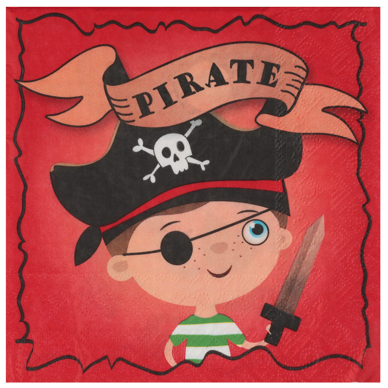 20 SERVIETTES PIRATE MULTICOLORE