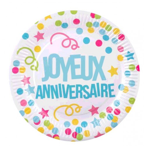 6 ASSIETTES J.ANNIVERSAIRE 23C