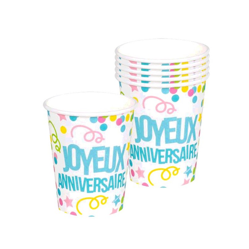 6 GOBELETS J.ANNIVERSAIRE