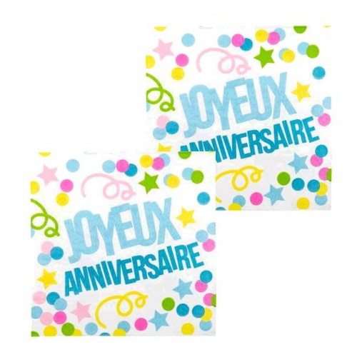 12 SERVIETTES J.ANNIVERSAIRE