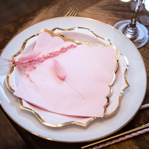 16 SERVIETTES ROSE POUDRE LISE
