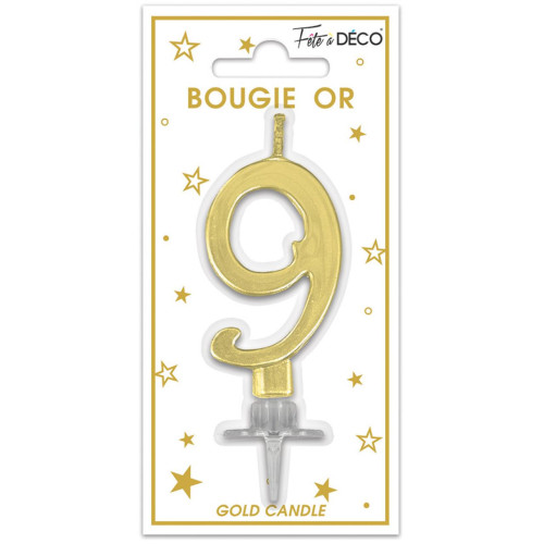 BOUGIE METAL OR CHIFFRE 9