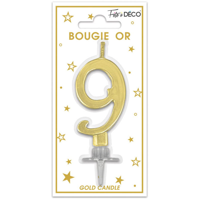 BOUGIE METAL OR CHIFFRE 9