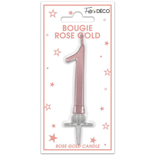 BOUGIE METAL ROSE.G CHIFFRE 1