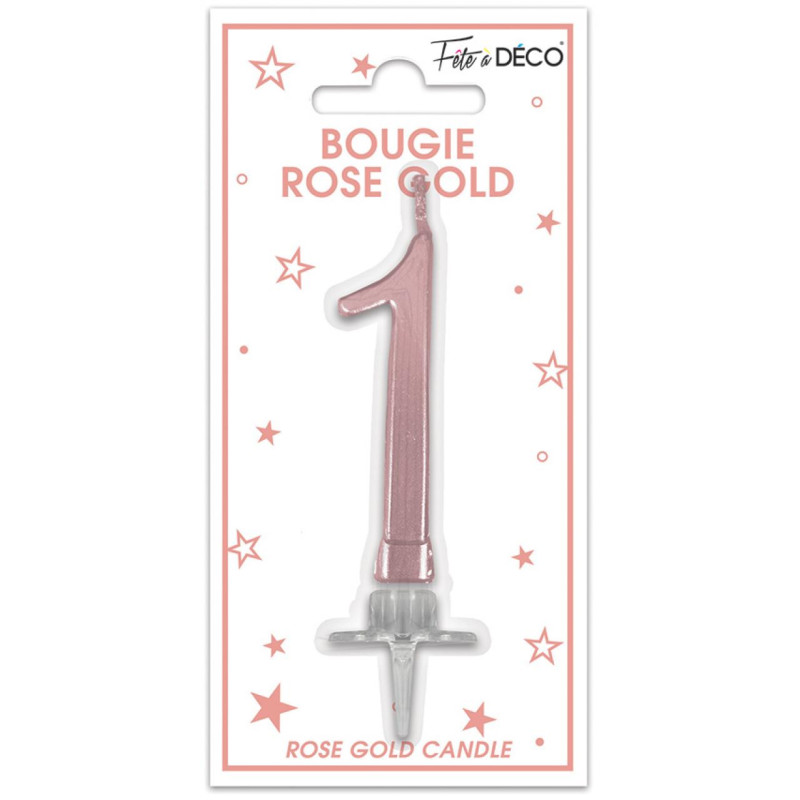 BOUGIE METAL ROSE.G CHIFFRE 1