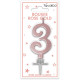 BOUGIE METAL ROSE.G CHIFFRE 3