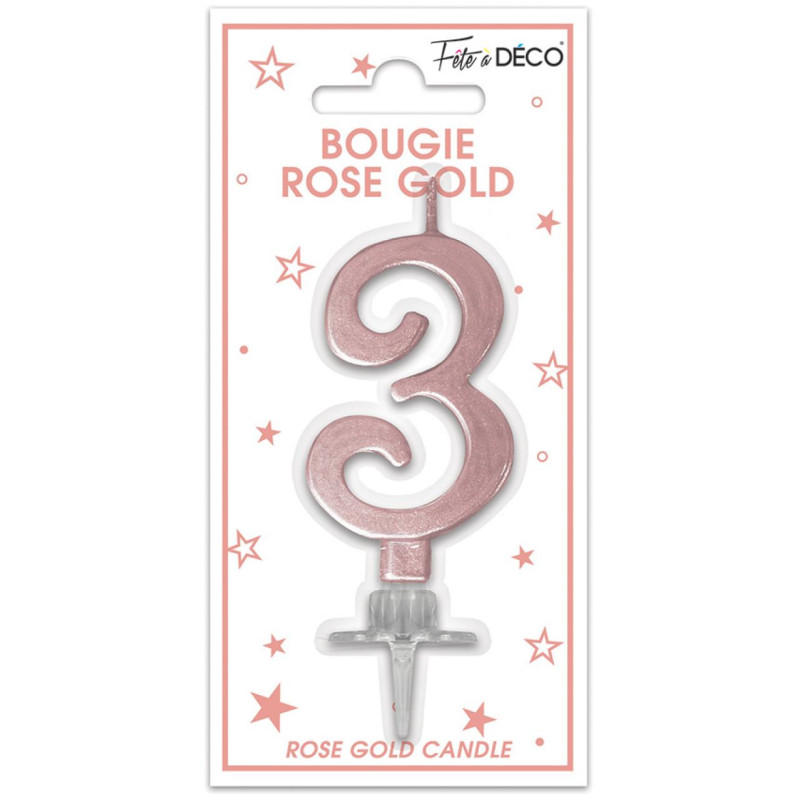 BOUGIE METAL ROSE.G CHIFFRE 3