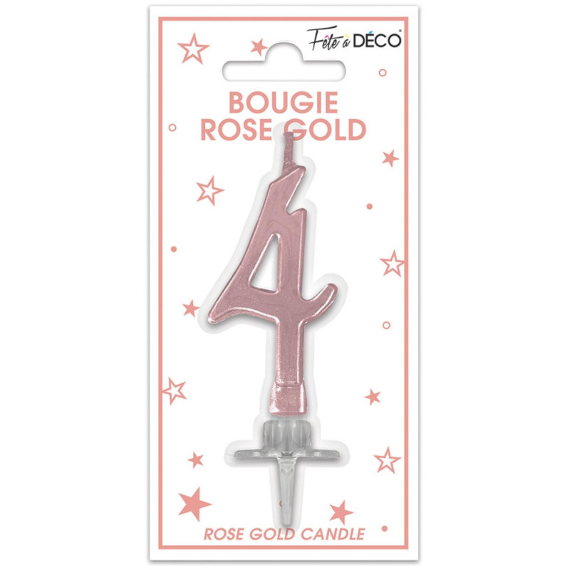 BOUGIE METAL ROSE.G CHIFFRE 4