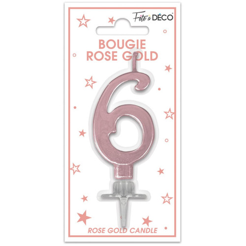BOUGIE METAL ROSE.G CHIFFRE 6