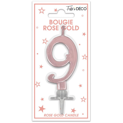 BOUGIE METAL ROSE.G CHIFFRE 9