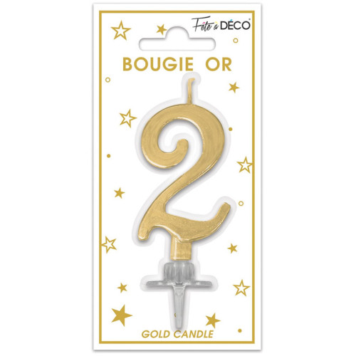 BOUGIE METAL OR CHIFFRE 2