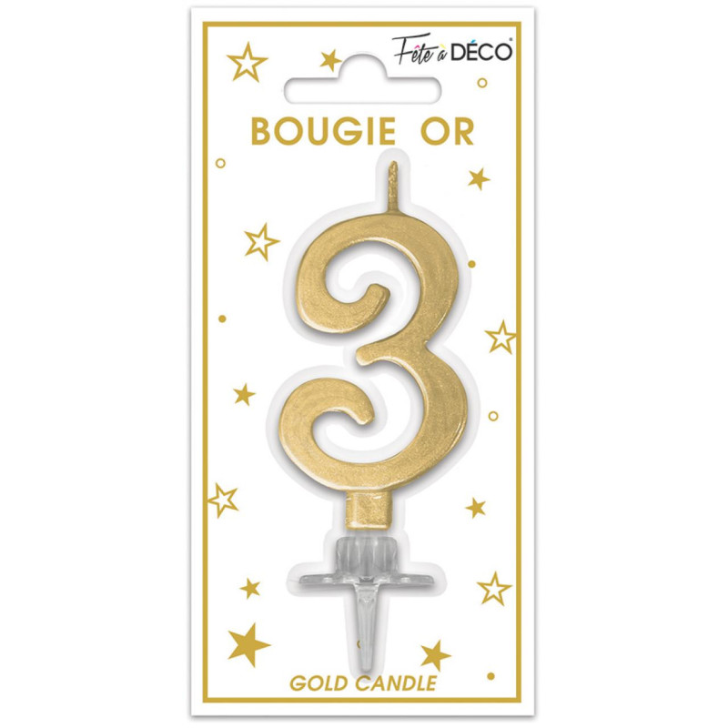 BOUGIE METAL OR CHIFFRE 3