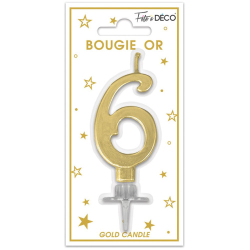 BOUGIE METAL OR CHIFFRE 6