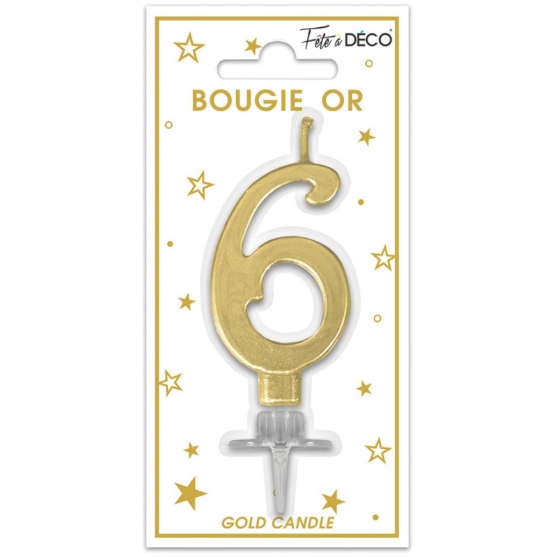 BOUGIE METAL OR CHIFFRE 6