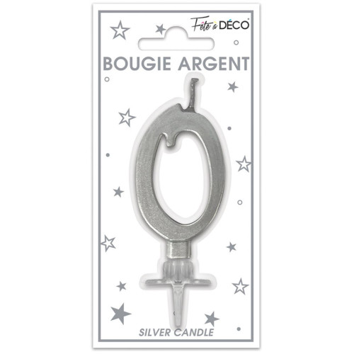 BOUGIE METAL ARGENT CHIFFRE 0