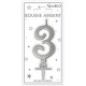 BOUGIE METAL ARGENT CHIFFRE 3