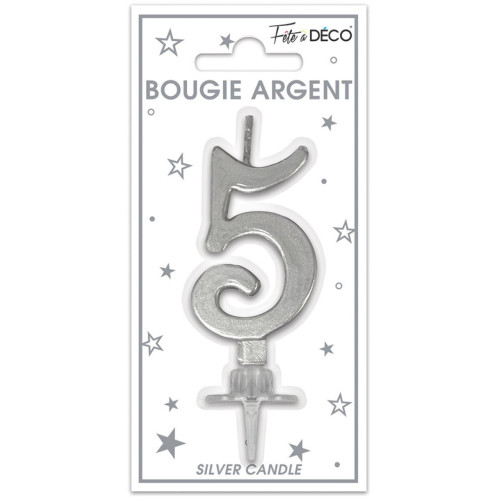 BOUGIE METAL ARGENT CHIFFRE 5