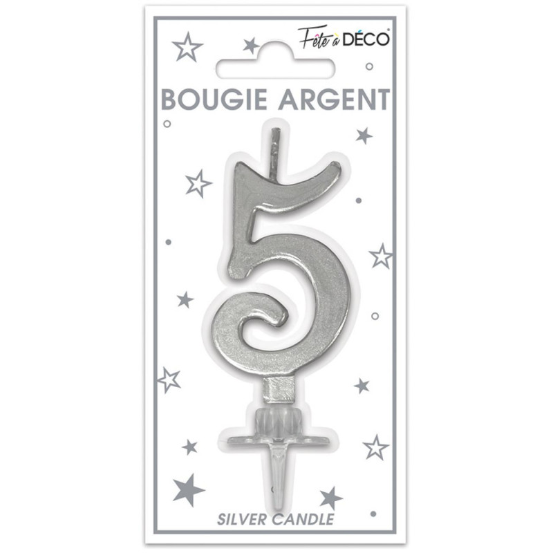 BOUGIE METAL ARGENT CHIFFRE 5