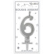 BOUGIE METAL ARGENT CHIFFRE 6