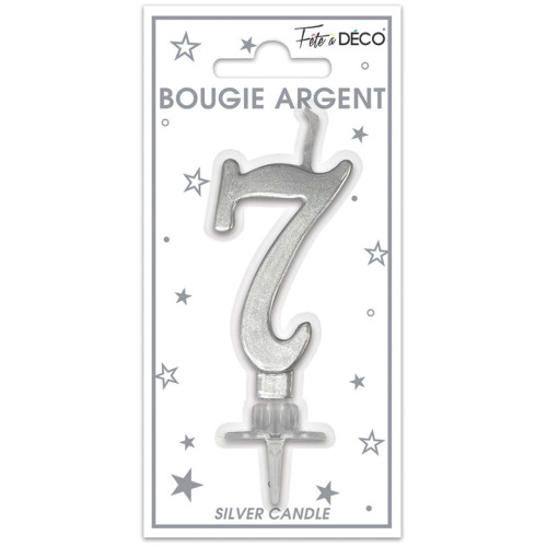 BOUGIE METAL ARGENT CHIFFRE 7