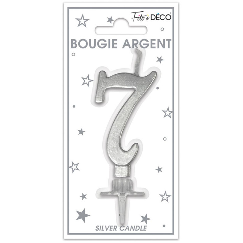 BOUGIE METAL ARGENT CHIFFRE 7