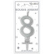 BOUGIE METAL ARGENT CHIFFRE 8