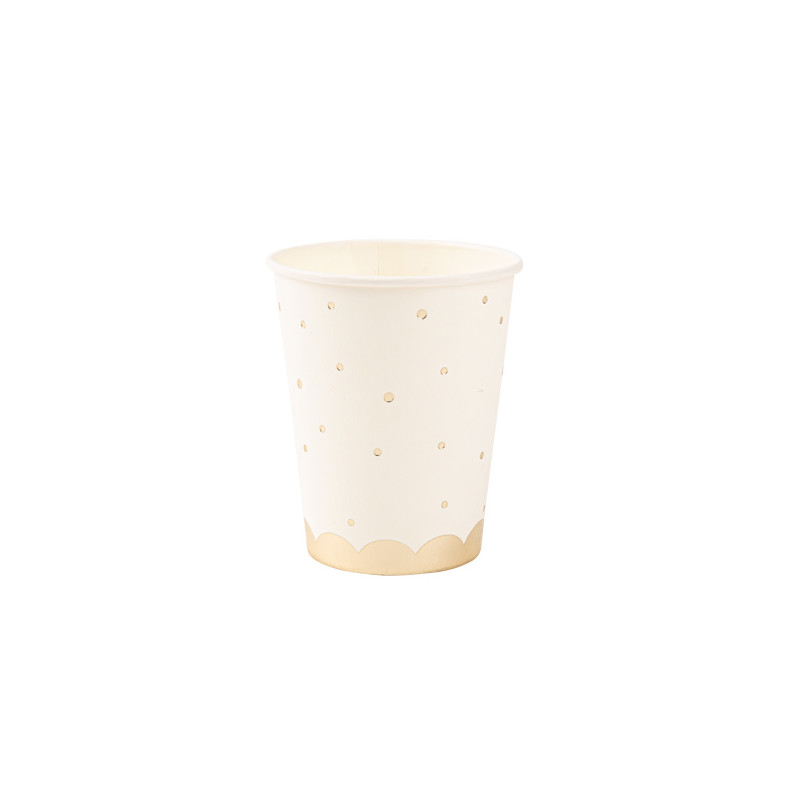 8 GOBELETS JOLIS POIS BLANC