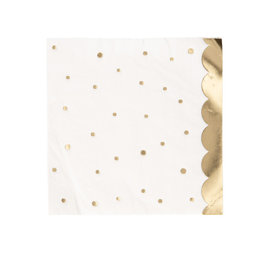 16 SERVIETTES JOLIS POIS BLANC