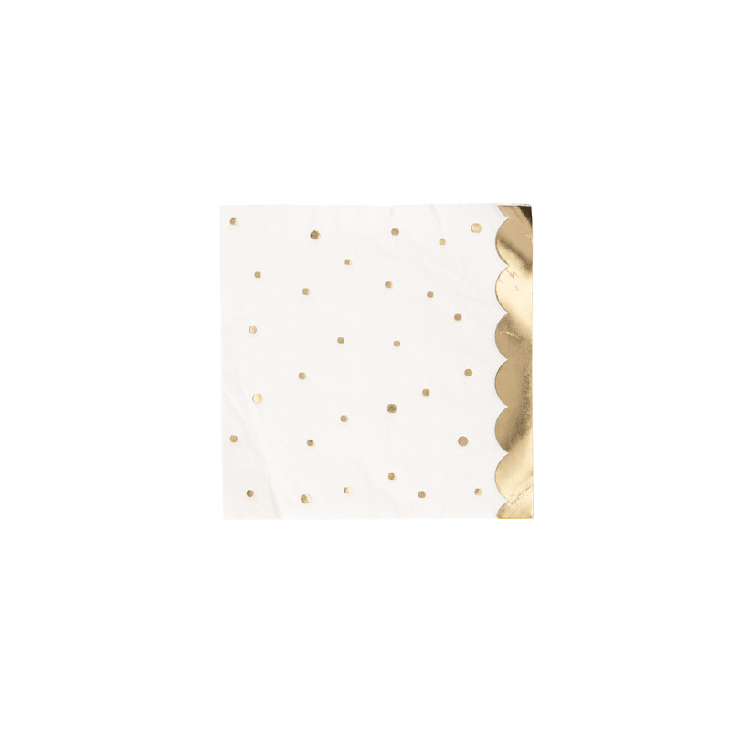 16 SERVIETTES JOLIS POIS BLANC
