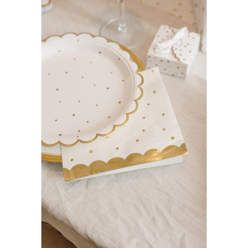 16 SERVIETTES JOLIS POIS BLANC