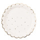 8 ASSIETTES JOLIS POIS BLANC/OR