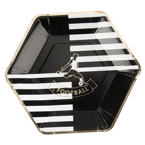 8 ASSIETTES FOOTBALL OR BLC NOIR