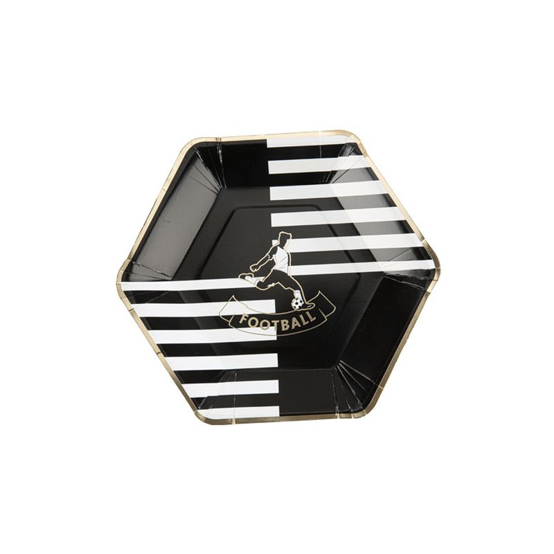8 ASSIETTES FOOTBALL OR BLC NOIR