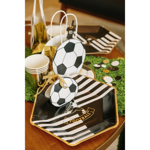 8 ASSIETTES FOOTBALL OR BLC NOIR