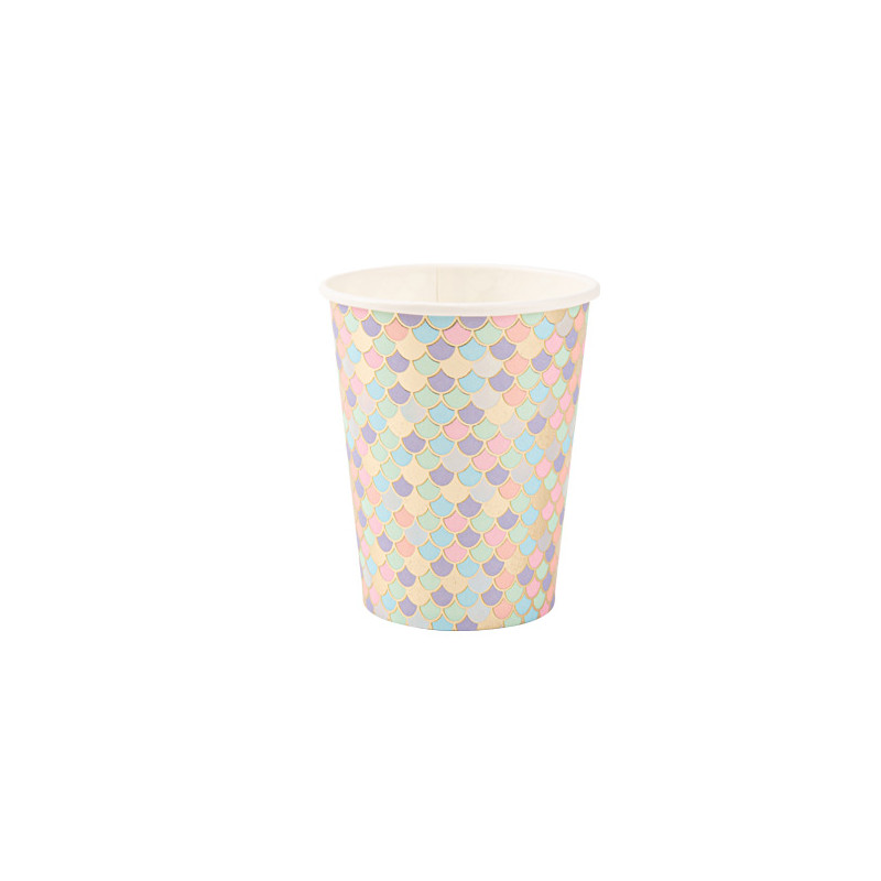 8 GOBELETS SIRENE PASTEL/OR