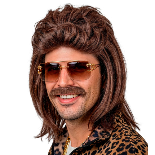 PERRUQUE AVEC MUSTACHE MULLET