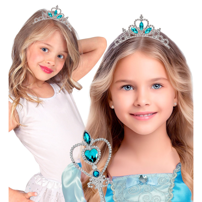 TIARA PAILLETTES AVEC GEMMES BLEU