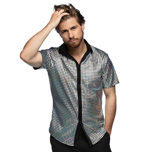 CHEMISE DISCO DIAMOND ARGENT XXL
