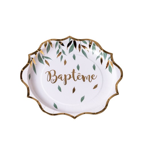 8 ASSIETTES BAPTEME VEGETALE