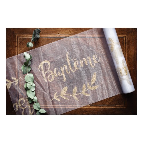 CH.TABLE BAPTEME ORGANZA OR