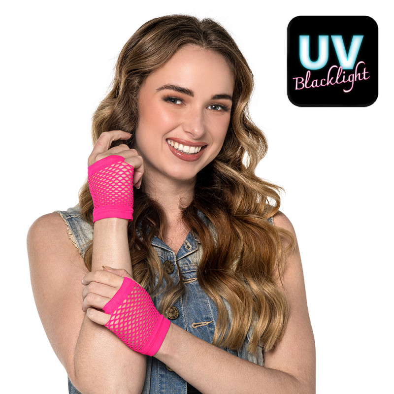 PAIRE GANTS POIGNET MESH ROSE